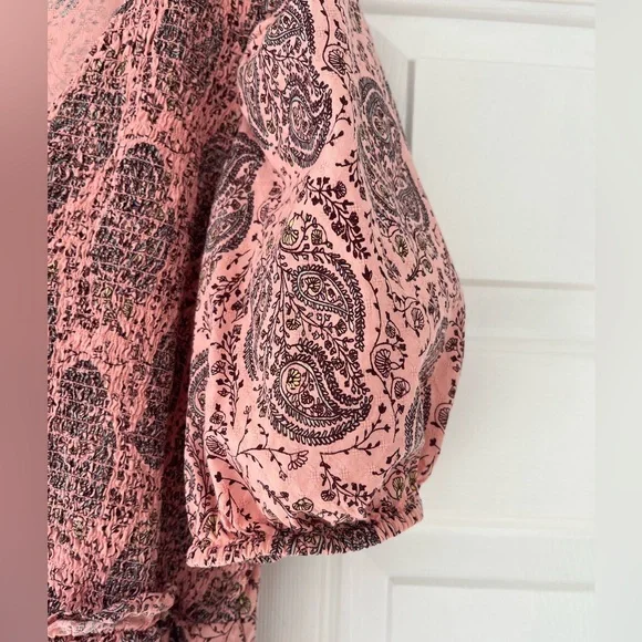 Universal Thread Coral Pink Paisley Print Puff Sleeve Midi Dress - Picture 5 of 6